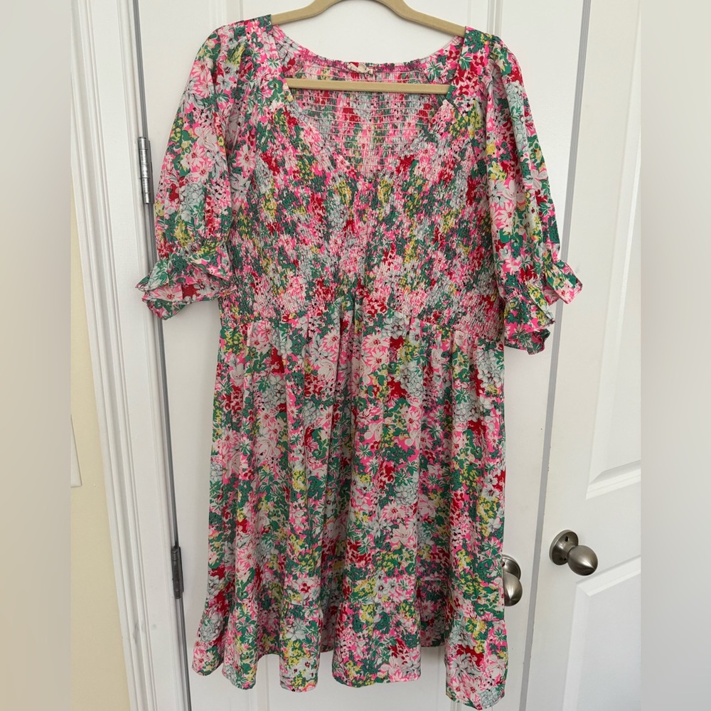 PinkBlush Floral Multicolor Women's smocked  maternity Dress